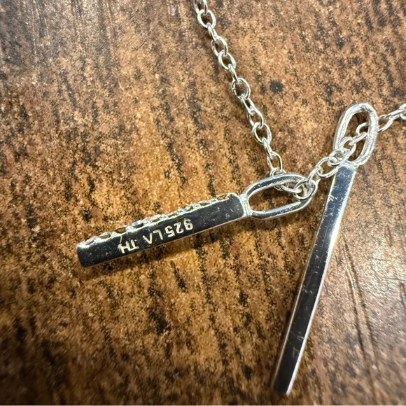 Elegant Double Bar Crystal Silver Necklace 925 Adjustable NWOT! - Picture 7 of 9